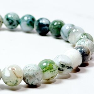 💕2/$30 6mm Moss Agate Beaded Stretch Bracelet – 6.0” Natural Stone NWOT